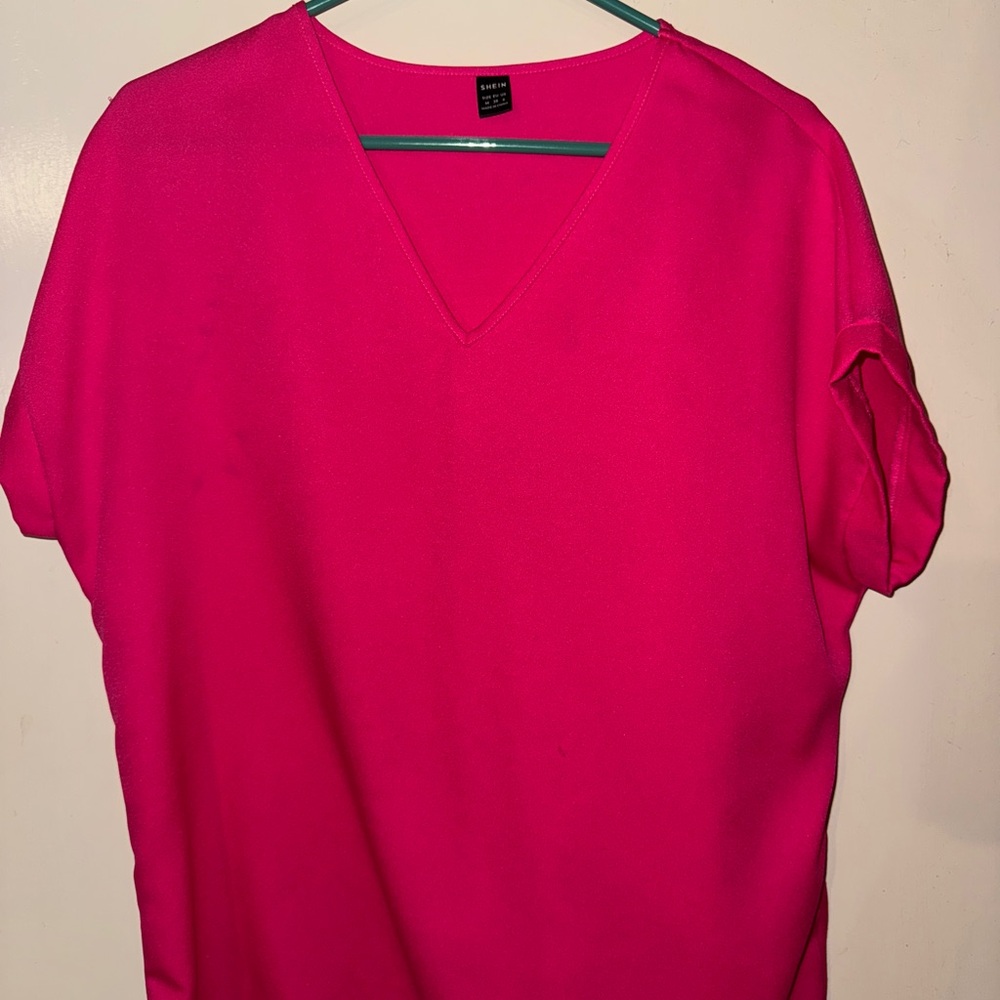 SHEIN Pink Boxy Short Sleeve Blouse
